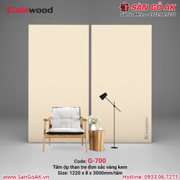 Tấm ốp than tre vân đơn sắc vàng kem Galawood G-700