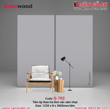 Tấm ốp than tre vân đơn sắc xám nhạt Galawood G-702