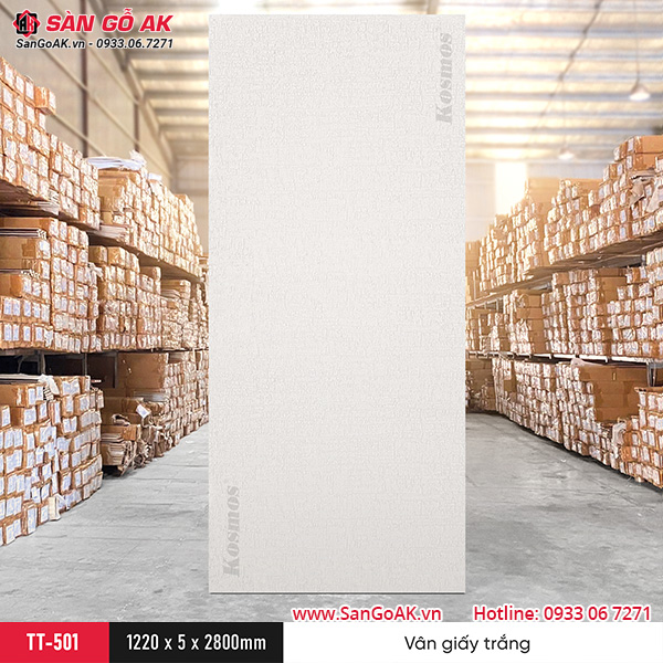 Sàn Gỗ AK - nơi cung cấp tấm ốp than tre Kosmos TT-501 vân giấy trắng