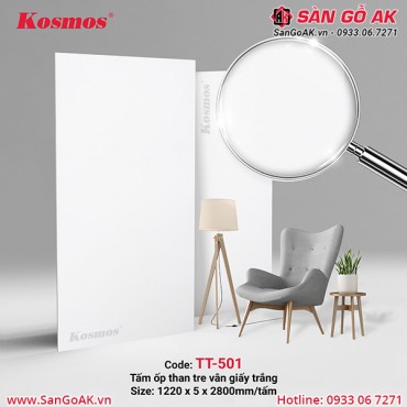 Tấm ốp than tre Kosmos vân giấy trắng TT-501