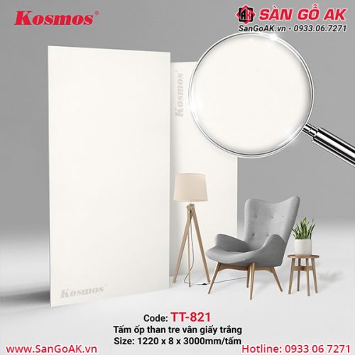 Tấm ốp than tre Kosmos vân giấy trắng TT-821