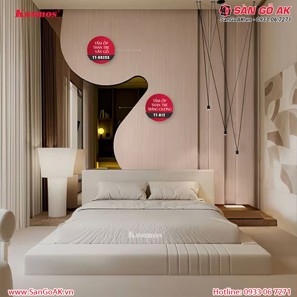 Tấm ốp than tre TT-801CX trang trí vách phòng ngủ sang trọng, đẳng cấp