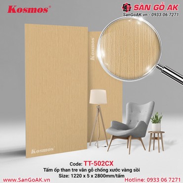 Tấm ốp than tre Kosmos vân gỗ chống xước vàng sồi TT-502CX