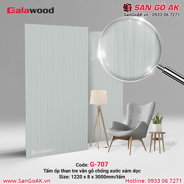 G-707 là tấm ốp than tre vân gỗ chống xước xám dọc