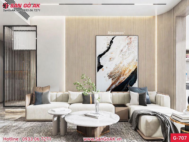 Tấm ốp than tre vân gỗ G-707 ốp vách sofa phòng khách