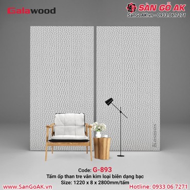 Tấm ốp than tre vân kim loại biên dạng lục giác lõm bạc Galawood G-893
