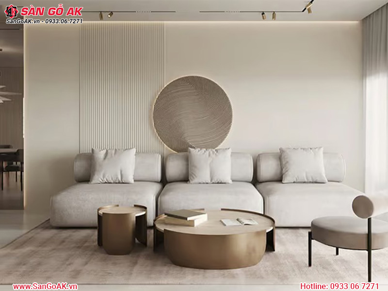Ốp vách sofa phòng khách với tấm than tre vân vải TT-862
