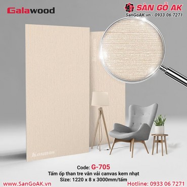 Tấm ốp than tre vân vải canvas kem nhạt Galawood G-705