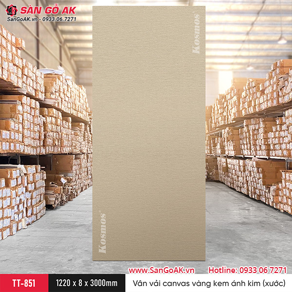 Sàn Gỗ AK - nơi cung cấp tấm ốp than tre Kosmos TT-851 vân vải canvas vàng kem