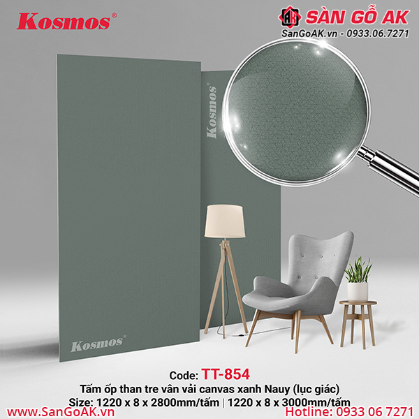 Tấm ốp đa năng than tre Kosmos TT-854 vân vải canvas xanh Nauy