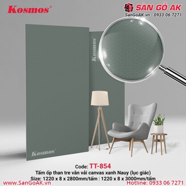Tấm ốp than tre Kosmos vân vải canvas xanh Nauy lục giác TT-854