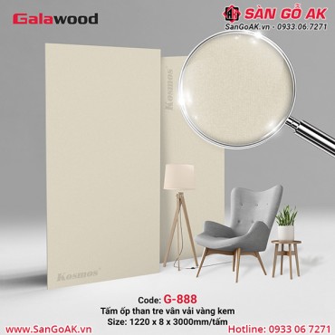 Tấm ốp than tre vân vải vàng ánh kim Galawood G-888