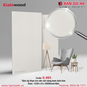 Tấm ốp than tre vân vải vàng kem ánh kim Galawood G-883