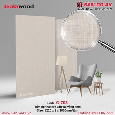 Tấm ốp than tre vân vải vàng kem Galawood G-703