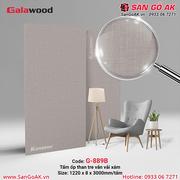G-889B là tấm ốp than tre vân vải xám Galawood