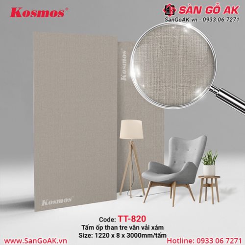 Tấm ốp than tre Kosmos vân vải xám TT-820