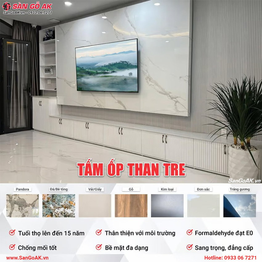 SÀN GỖ AK cung cấp tấm ốp than tre đa dạng mẫu mã độc đáo