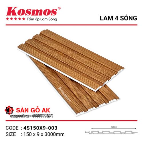 Tấm ốp lam 4 sóng thấp PVC Kosmos 4S150X9-003