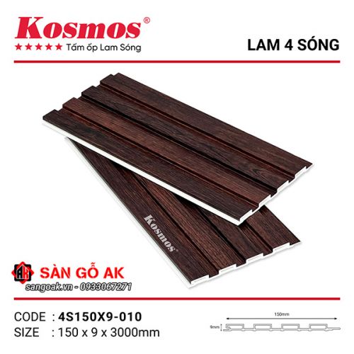 Tấm ốp lam 4 sóng thấp PVC Kosmos 4S150X9-010
