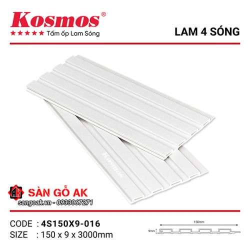 Tấm ốp lam 4 sóng thấp PVC Kosmos 4S150X9-016