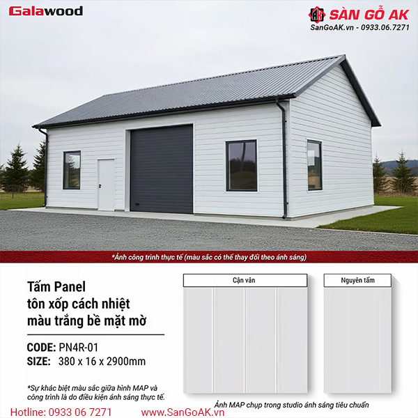 Tấm Panel cách nhiệt 4 rãnh PN4R-01 màu trắng