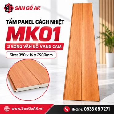 Tấm Panel Cách Nhiệt 2 Sóng MK01 Vân Gỗ Vàng Cam