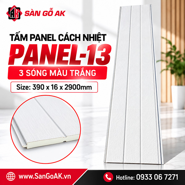 Tấm Panel cách nhiệt 3 sóng Panel-13 màu trắng