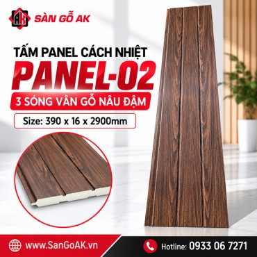 Tấm Panel Cách Nhiệt 3 Sóng Panel-02 Vân Gỗ Nâu Đậm