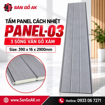 Tấm Panel Cách Nhiệt 3 Sóng Panel-03 Vân Gỗ Xám