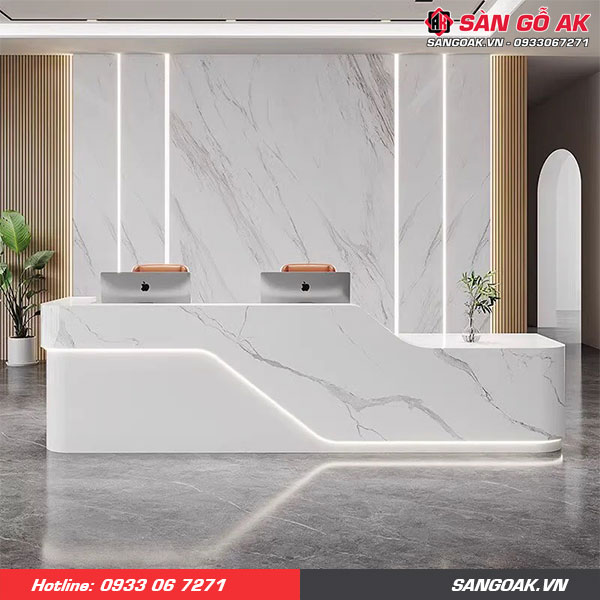 Tấm PVC vân đá rất phù hợp cho khu vực lễ tân khách sạn, spa