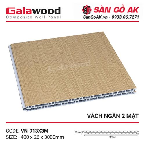 Tấm vách ngăn nhựa vàng sồi đậm Galawood VN-913