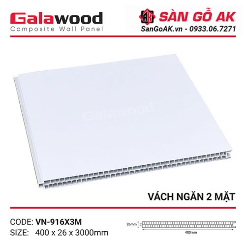 Tấm vách ngăn nhựa vân giấy trắng Galawood VN-916