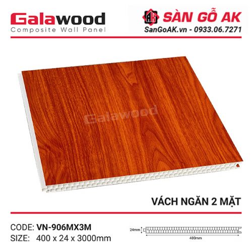 Tấm vách ngăn nhựa vân gỗ đỏ cam Galawood VN-906M