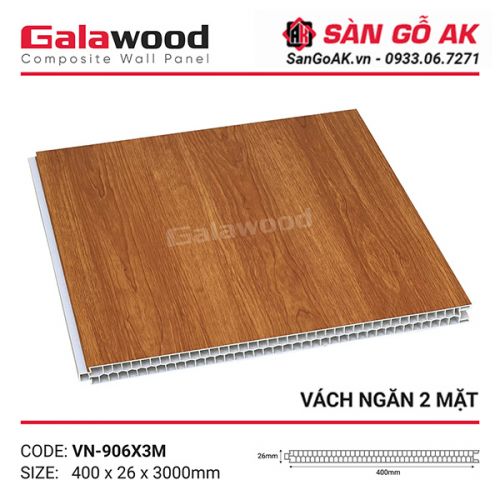 Tấm vách ngăn nhựa vân gỗ vàng cam Galawood VN-906