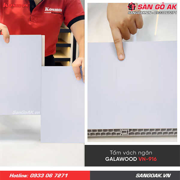 Tấm vách ngăn 2 mặt Galawood VN-916 vân giấy trắng