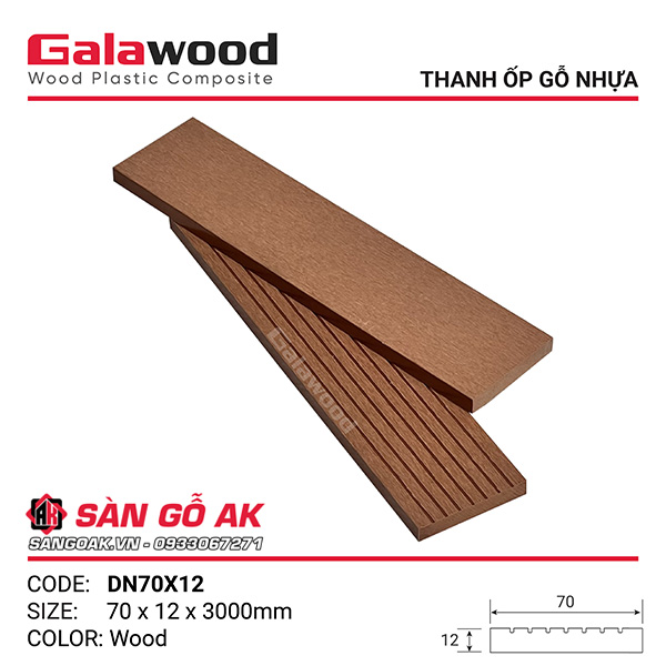 Thanh đa năng gỗ nhựa Galawood DN70X12 vân gỗ, vân sọc màu Wood
