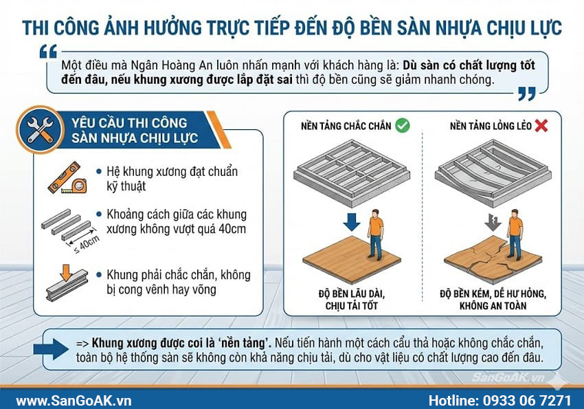 Thi Công Ảnh Hưởng Trực Tiếp Đến Độ Bền Sàn Nhựa Chịu Lực