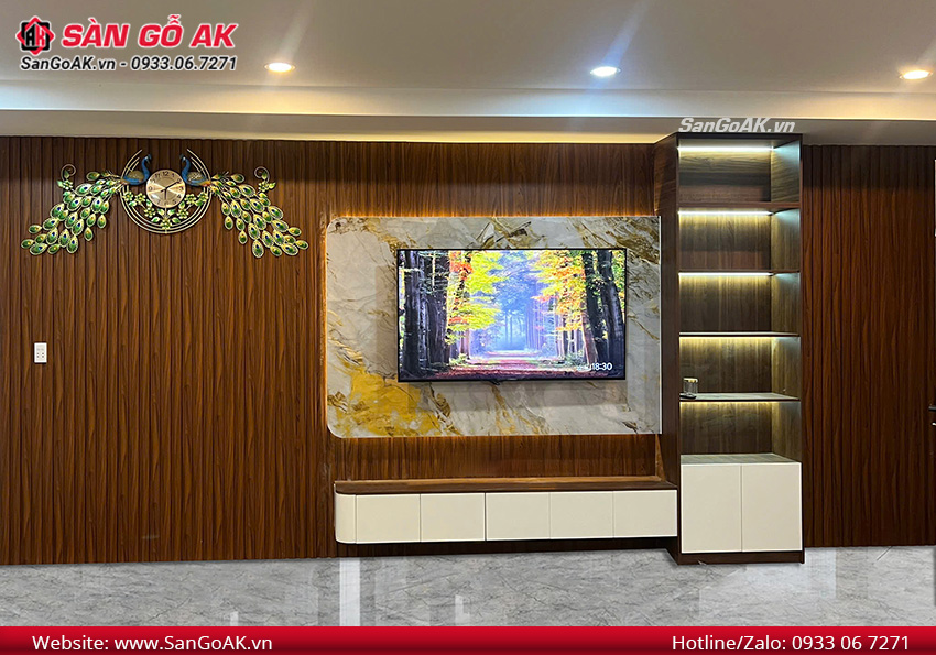 Thi công lam sóng ốp phòng khách mang đến vẻ đẹp sang trọng, đẳng cấp