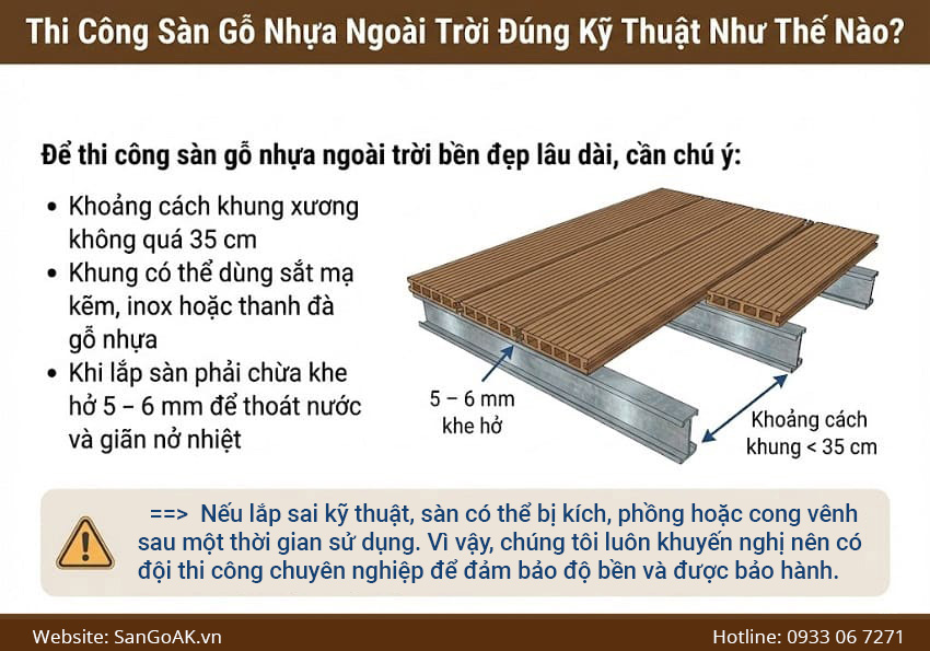 Thi Công Sàn Gỗ Nhựa Ngoài Trời Đúng Kỹ Thuật Như Thế Nào?