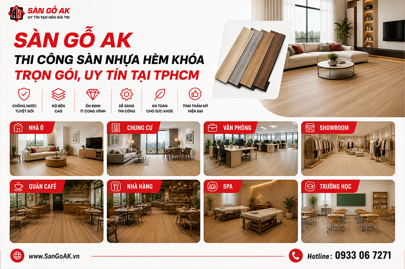 SÀN GỖ AK - Thi Công Sàn Nhựa Hèm Khoá Trọn Gói Tại TPHCM  