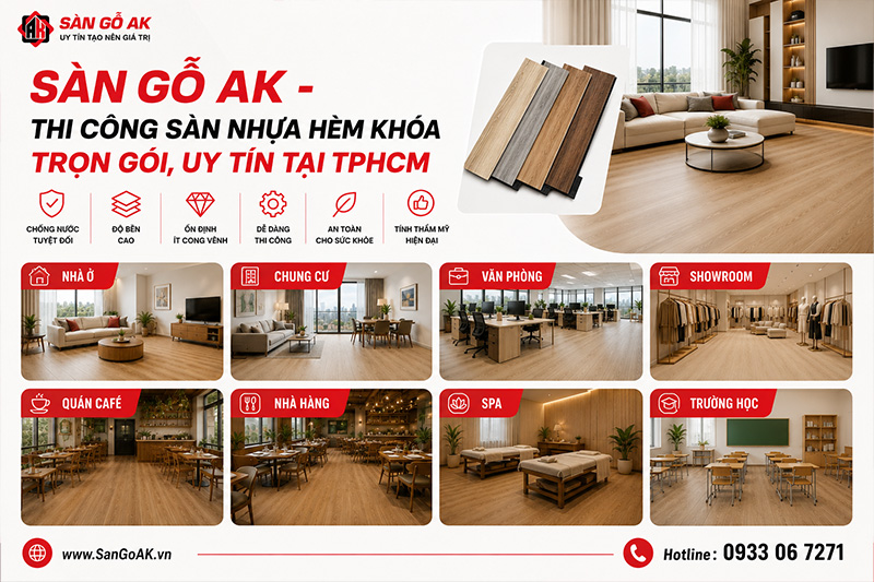 SÀN GỖ AK - Thi Công Sàn Nhựa Hèm Khoá Trọn Gói Tại TPHCM