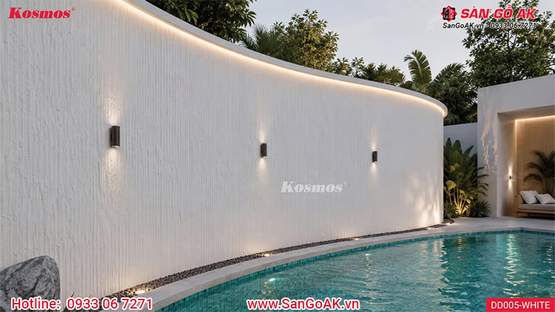 Thiết kế mảng tường uốn lượn ốp tấm DD005-WHITE đẹp