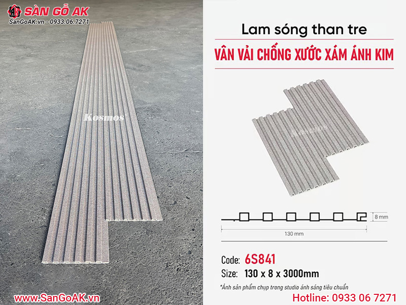 Thông số lam sóng than tre vân vải chống xước xám ánh kim 6S841
