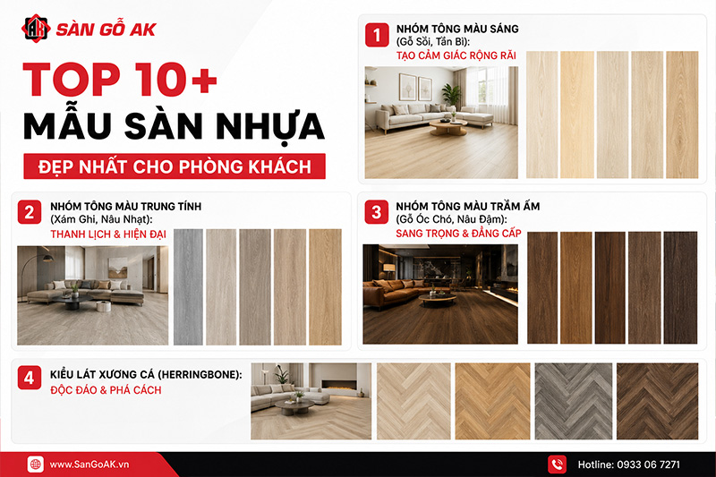 Top 10+ mẫu sàn nhựa hèm khóa phù hợp cho phòng khách