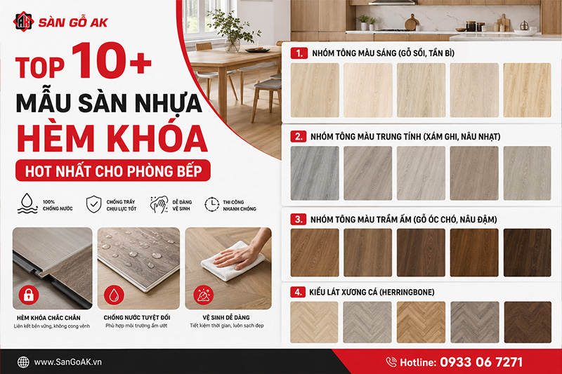 Top 10+ mẫu sàn nhựa hèm phù hợp cho phòng bếp