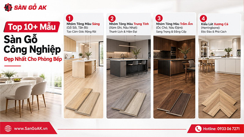 Top mẫu sàn gỗ công nghiệp phù hợp cho phòng bếp