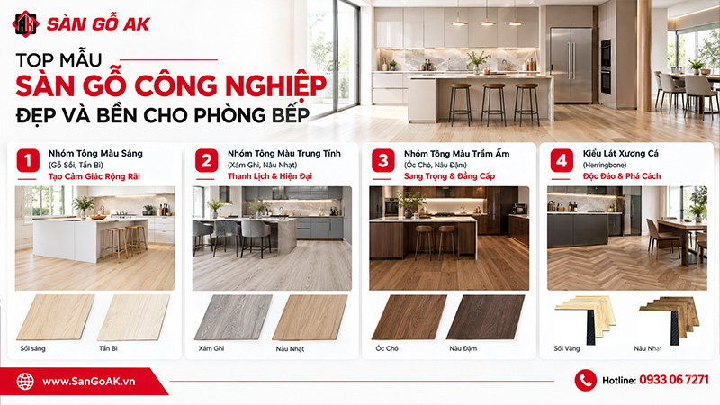 Top mẫu sàn gỗ công nghiệp phù hợp cho phòng bếp