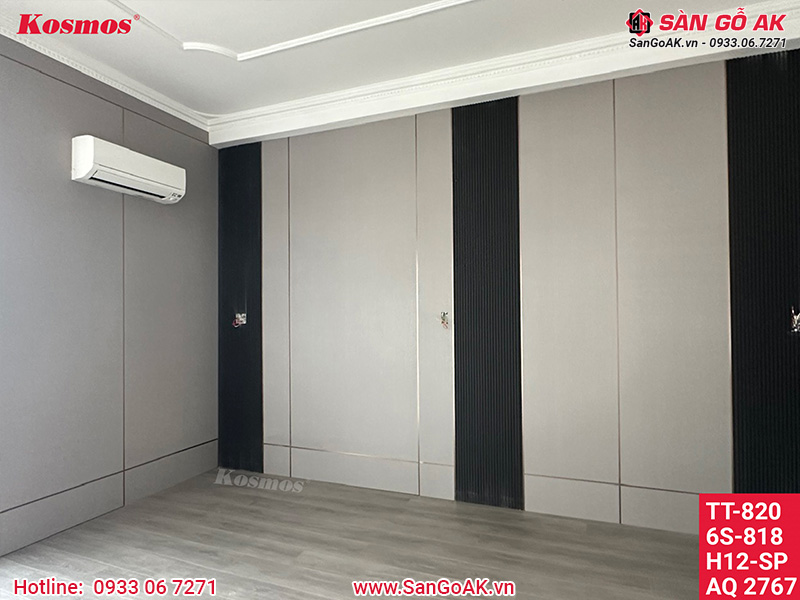 Ốp tường sang trọng, ấn tượng với tấm ốp than tre TT-820 vân vải xám