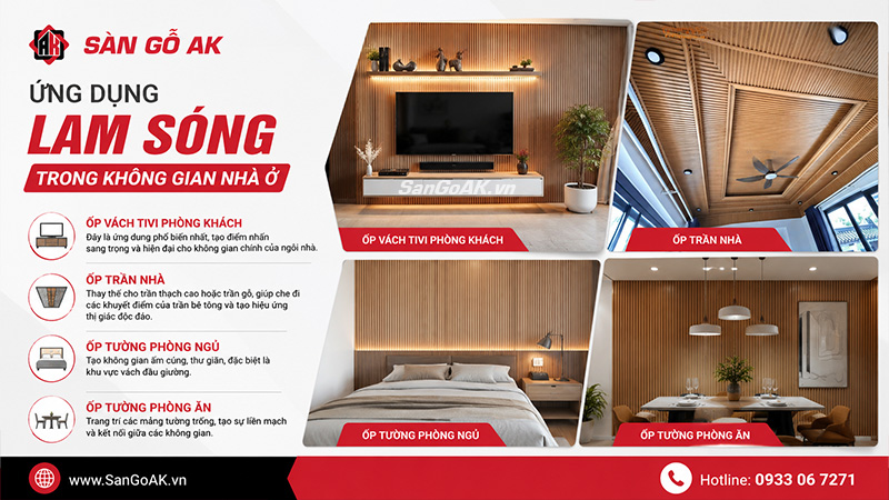 Tấm ốp lam sóng trang trí nội thất trong không gian nhà ở