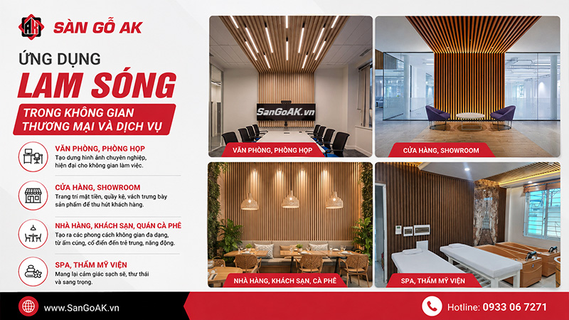Trang trí không gian thương mại, dịch vụ bằng tấm ốp lam sóng